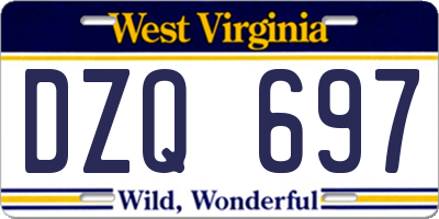 WV license plate DZQ697