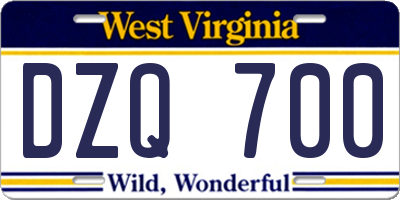 WV license plate DZQ700