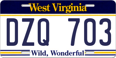 WV license plate DZQ703