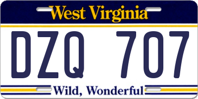 WV license plate DZQ707