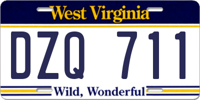 WV license plate DZQ711