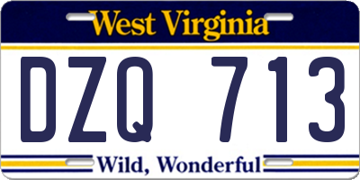 WV license plate DZQ713