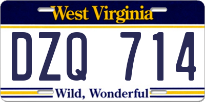 WV license plate DZQ714