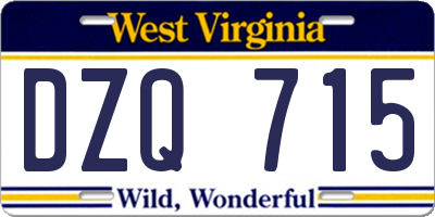 WV license plate DZQ715