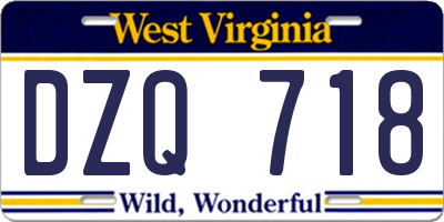 WV license plate DZQ718