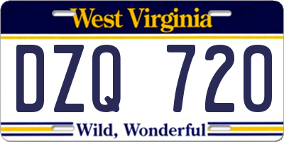 WV license plate DZQ720