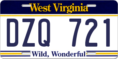 WV license plate DZQ721