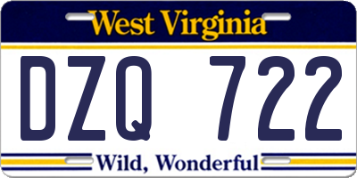 WV license plate DZQ722