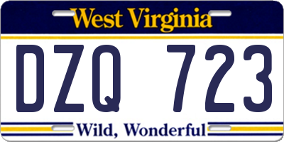 WV license plate DZQ723