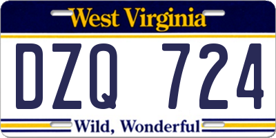 WV license plate DZQ724