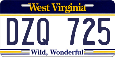 WV license plate DZQ725