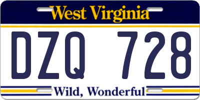 WV license plate DZQ728