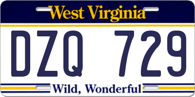 WV license plate DZQ729
