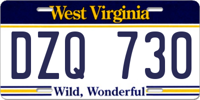 WV license plate DZQ730