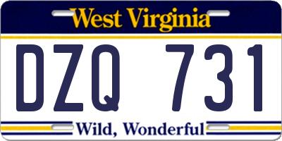 WV license plate DZQ731