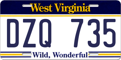 WV license plate DZQ735