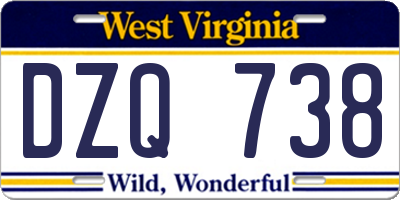 WV license plate DZQ738