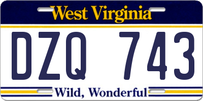 WV license plate DZQ743