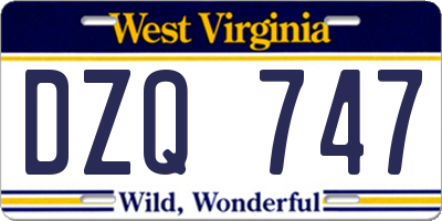 WV license plate DZQ747