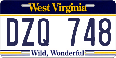 WV license plate DZQ748