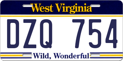 WV license plate DZQ754