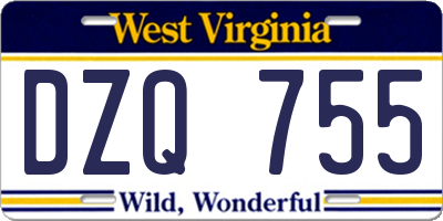 WV license plate DZQ755