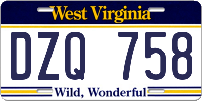 WV license plate DZQ758