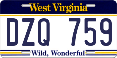 WV license plate DZQ759