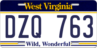 WV license plate DZQ763