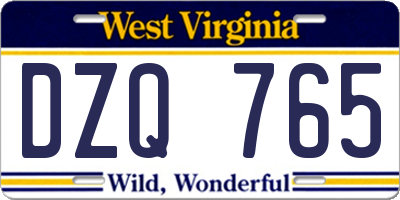 WV license plate DZQ765