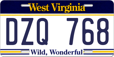 WV license plate DZQ768