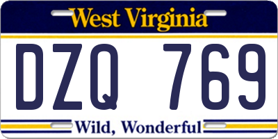 WV license plate DZQ769