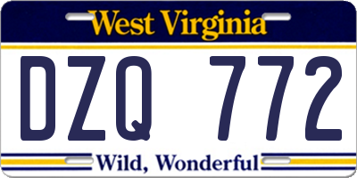WV license plate DZQ772