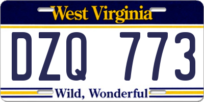 WV license plate DZQ773