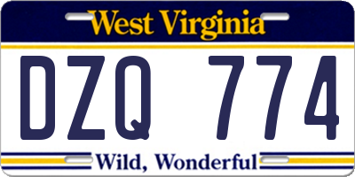 WV license plate DZQ774