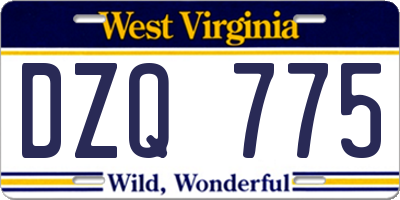 WV license plate DZQ775