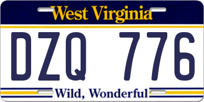 WV license plate DZQ776