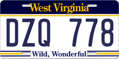 WV license plate DZQ778