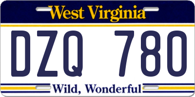 WV license plate DZQ780