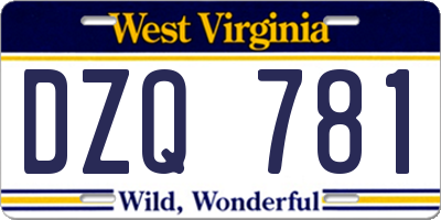 WV license plate DZQ781