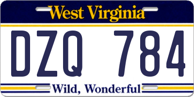 WV license plate DZQ784