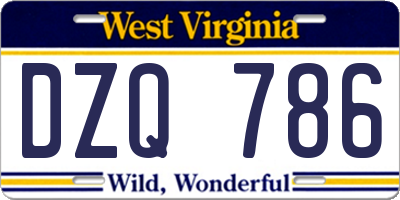 WV license plate DZQ786