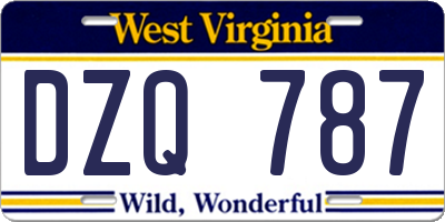 WV license plate DZQ787
