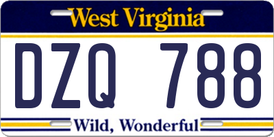 WV license plate DZQ788