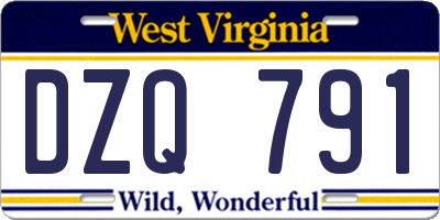 WV license plate DZQ791