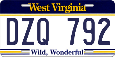 WV license plate DZQ792