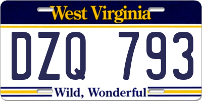 WV license plate DZQ793