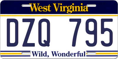 WV license plate DZQ795