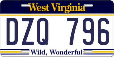 WV license plate DZQ796