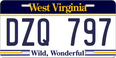 WV license plate DZQ797